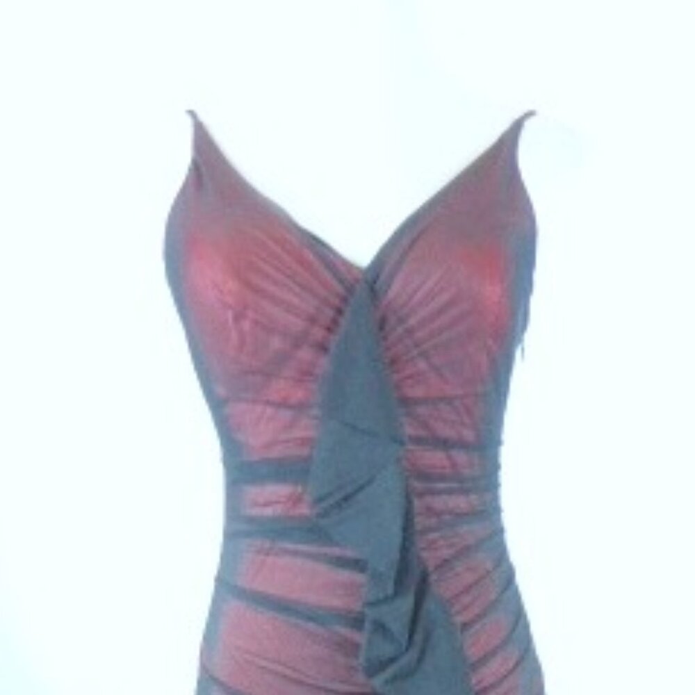 Cache Gown Red Black Mesh Ruffles Maxi Slip Dress… - image 4